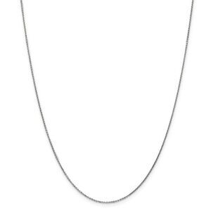 1mm 10k White Gold Solid Diamond Cut Cable Chain Necklace, 24 Inch